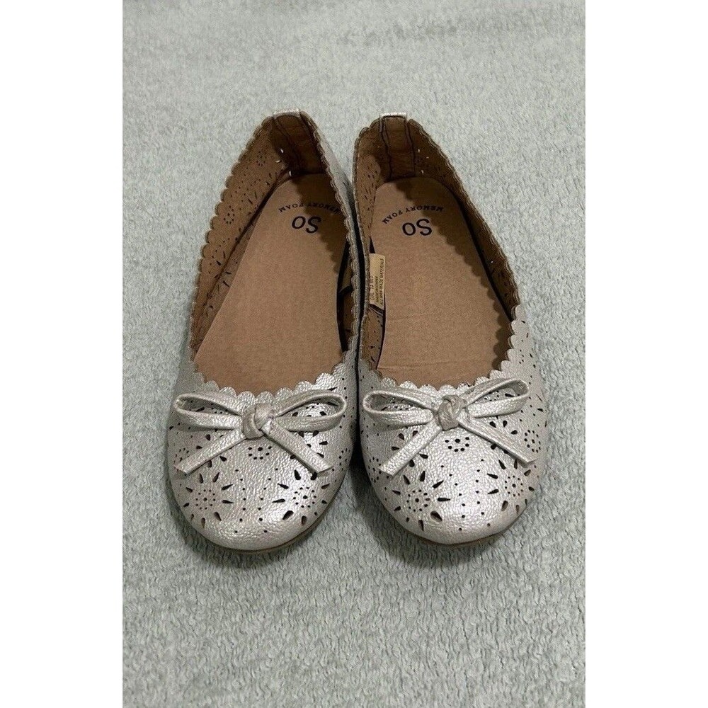 SO Girls Fennel Silver Ballet Flats Size 13 Medium Memory Foam